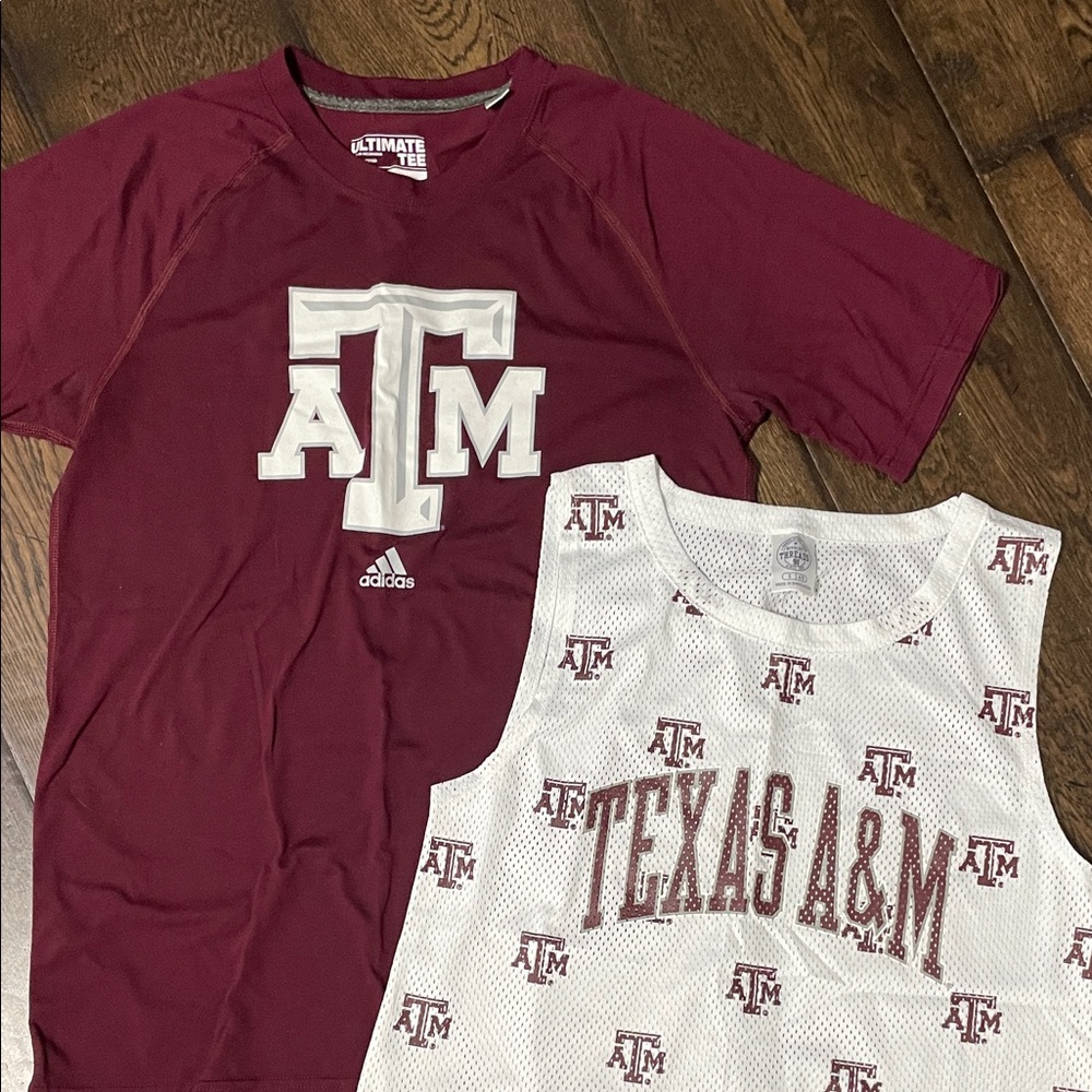 adidas Maroon and White Texas A&M Tee & Mesh Tank